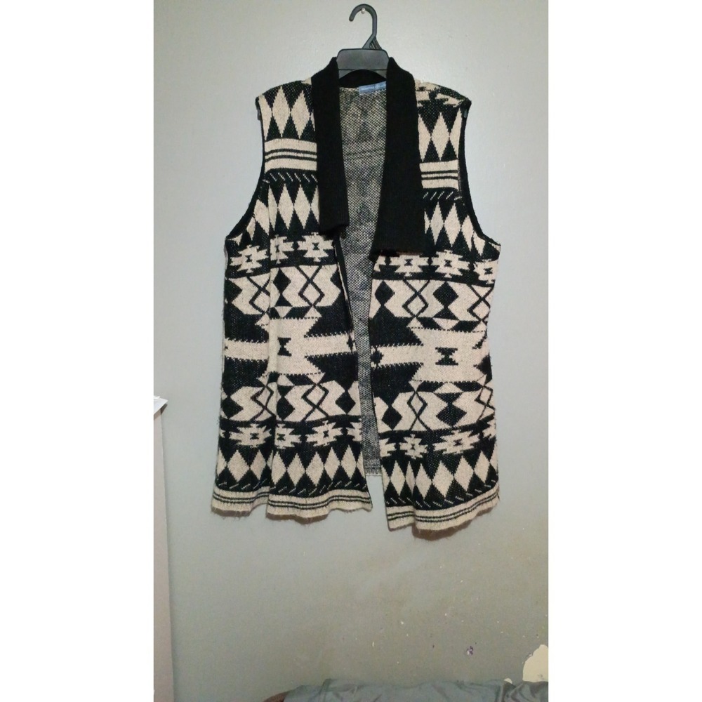 Signature Weekend‎ Cardigan Sweater Womens Large Multi Aztec Print Open Size 1X